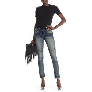 Rock Revival Sz. 25/0  Kamil Skinny Zipper Moto Jeans Medium Wash NEW